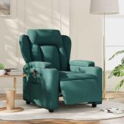 vidaXL Elektrisk reclinerfåtölj mörkgrön tyg