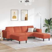 vidaXL Tygsoffa med kudde Röd orange 208 cm Mockatyg