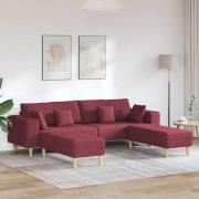 Tygsoffa med kudde 3 pcs Vinröd 208 cm tyg