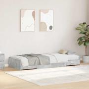vidaXL Sängram med huvudgavel Betonggrå 75 x 190 cm Konstruerat trä