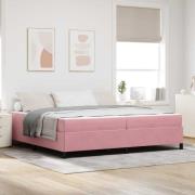 vidaXL Sängram med madrass Rosa och vit 200 x 200 cm Sammet