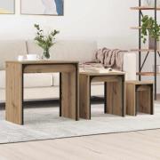 vidaXL Nesting Kaffe Bord 3 pcs artisan ek 60 x 35 x 56 cm
