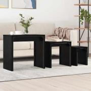 vidaXL Nesting Kaffe Bord 3 pcs Svart ek 60 x 35 x 56 cm