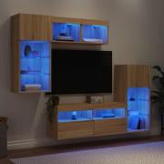 vidaXL Tv-bänk 5 delar LED sonoma-ek konstruerat trä