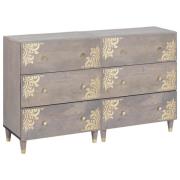 vidaXL Sideboard med låda 2 pcs Grå 60 x 33.5 x 75 cm Massivt Mangoträ