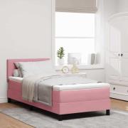 vidaXL Resårsäng med madrass med madrass Rosa 100 x 200 cm tyg