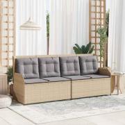 vidaXL Trädgårdsbänk med kudde Beige Poly rattan
