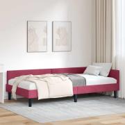 vidaXL Hörn Sängram med huvudgavel Vinröd 100 cm x 200 cm Sammet