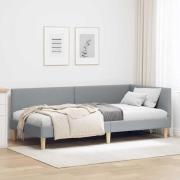 vidaXL Hörn Sängram Ljusgrå 100 cm x 200 cm Tyg och plywood
