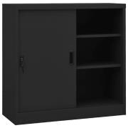 vidaXL Dokumentskåp med skjutdörr antracit 90x40x90 cm stål