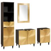 vidaXL Badrumsmöbelset med låda 4 pcs Svart och Guld 38 x 33 x 160 cm