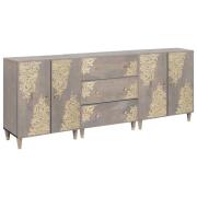 vidaXL Badrumsmöbelset med låda 3 pcs Grå och Guld 180 x 33 x 75 cm