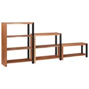 vidaXL Hyllsystem 3 pcs Brun 80 x 30 x 110 cm Massivt akaciaträ