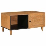 vidaXL Kaffeebord med hylla Ljusbrun 80 x 50 x 40 cm massivt mangoträ