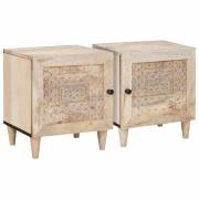 vidaXL Sängbord 2 pcs Beige 40 x 33 x 46 cm massivt mangoträ