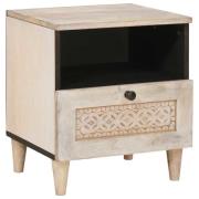 vidaXL Sängbord med låda Beige 40 x 33 x 46 cm massivt mangoträ
