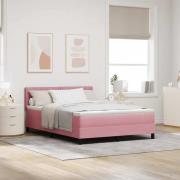 vidaXL Resårsäng med madrass med madrass Rosa 140 x 200 cm tyg
