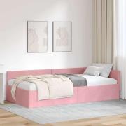 vidaXL Hörn Sängram Rosa 100 x 200 cm Sammet och konstruerat trä