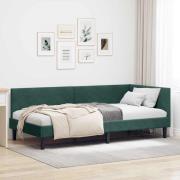 vidaXL Hörn Sängram med huvudgavel Mörkgrön 90 cm x 190 cm Sammet