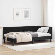 vidaXL Hörn Sängram med huvudgavel Svart 90 cm x 190 cm Sammet