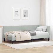 vidaXL Hörn Sängram med huvudgavel Ljusgrå 90 cm x 200 cm Sammet
