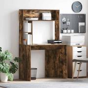 vidaXL Skrivbord med hylla Rökt ek 91 x 50 x 149 cm Konstruerat trä