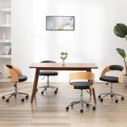 vidaXL Snurrbara matstolar 4 st svart böjträ och konstläder