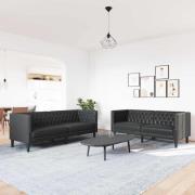 vidaXL Soffset 2 pcs Svart 194 x 74.5 x 70.5 cm Konstläder