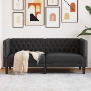 vidaXL Chesterfieldsoffa Argyle Svart 174 x 74.5 x 70.5 cm Konstläder