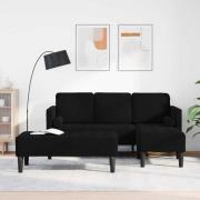 vidaXL Soffset 2 pcs Svart 173 x 131 x 67 cm Sammet