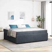 vidaXL Sängram med madrass Mörkgrå 200 x 200 cm tyg