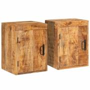 vidaXL Sängbord 2 pcs Brun 35 x 33 x 48 cm Massivt mangoträ