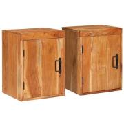 vidaXL Sängbord 2 pcs Brun 35 x 33 x 48 cm Massivt Trä Akacia