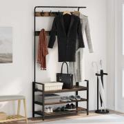 vidaXL Klädhängare med hylla Rökt ek 95 x 34 x 184 cm Konstruerat trä