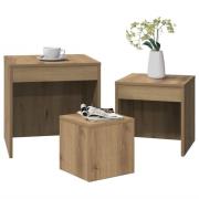 vidaXL Satsbord 3 st artisan ek konstruerat trä