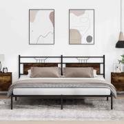 vidaXL Sängram utan madrass rökt ek 193x201 cm konstruerat trä