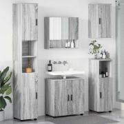vidaXL Badrumsmöbelset Väggmonterad 5 pcs Grå sonoma 61 x 35 x 64 cm