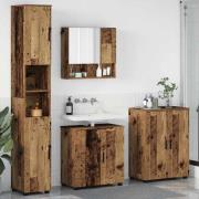 vidaXL Badrumsmöbelset Väggmonterad 4 pcs Gammalt trä 61 x 35 x 64 cm