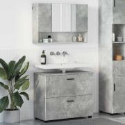 vidaXL Badrumsmöbelset med låda 2 pcs Betonggrå 76.5 x 35 x 64 cm