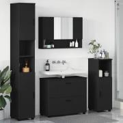 vidaXL Badrumsmöbelset 4 pcs Svart 30 x 35 x 192 cm Konstruerat trä