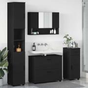 vidaXL Badrumsmöbelset 4 pcs Svart 30 x 35 x 192 cm Konstruerat trä