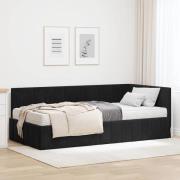 vidaXL Hörn Sängram med Madrass med madrass 2 pcs Svart Sammet