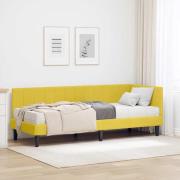 vidaXL Hörn Sängram med madrass med huvudgavel Gul 80 x 200 cm Sammet