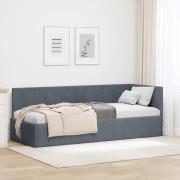 vidaXL Hörn Sängram med huvudgavel Mörkgrå 80 cm x 200 cm Sammet