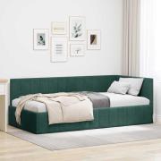 vidaXL Hörn Sängram med huvudgavel Mörkgrön 90 cm x 190 cm Sammet