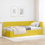 vidaXL Hörn Sängram med huvudgavel Gul 90 x 190 cm Sammet