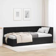 vidaXL Hörn Sängram med huvudgavel Svart 100 cm x 200 cm Sammet
