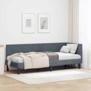 vidaXL Hörn Sängram med huvudgavel Mörkgrå 80 cm x 200 cm Sammet