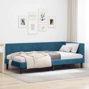 vidaXL Hörn Sängram med huvudgavel Blå 90 cm x 200 cm Sammet