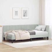 vidaXL Hörn Sängram med huvudgavel Ljusgrå 90 cm x 200 cm Sammet